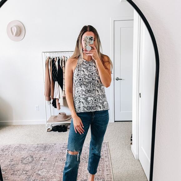 ALC B&W Floral Silk Tank Top - Picture 3 of 12